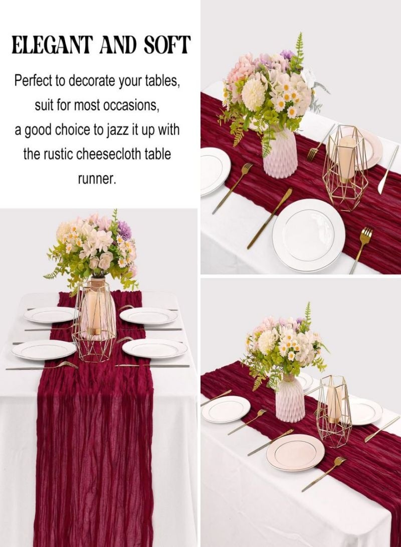 90×400cm Cheesecloth Table Runner – Elegant Gauze Table Decor for Wedding, Bridal Shower, Birthday Party - Image 4